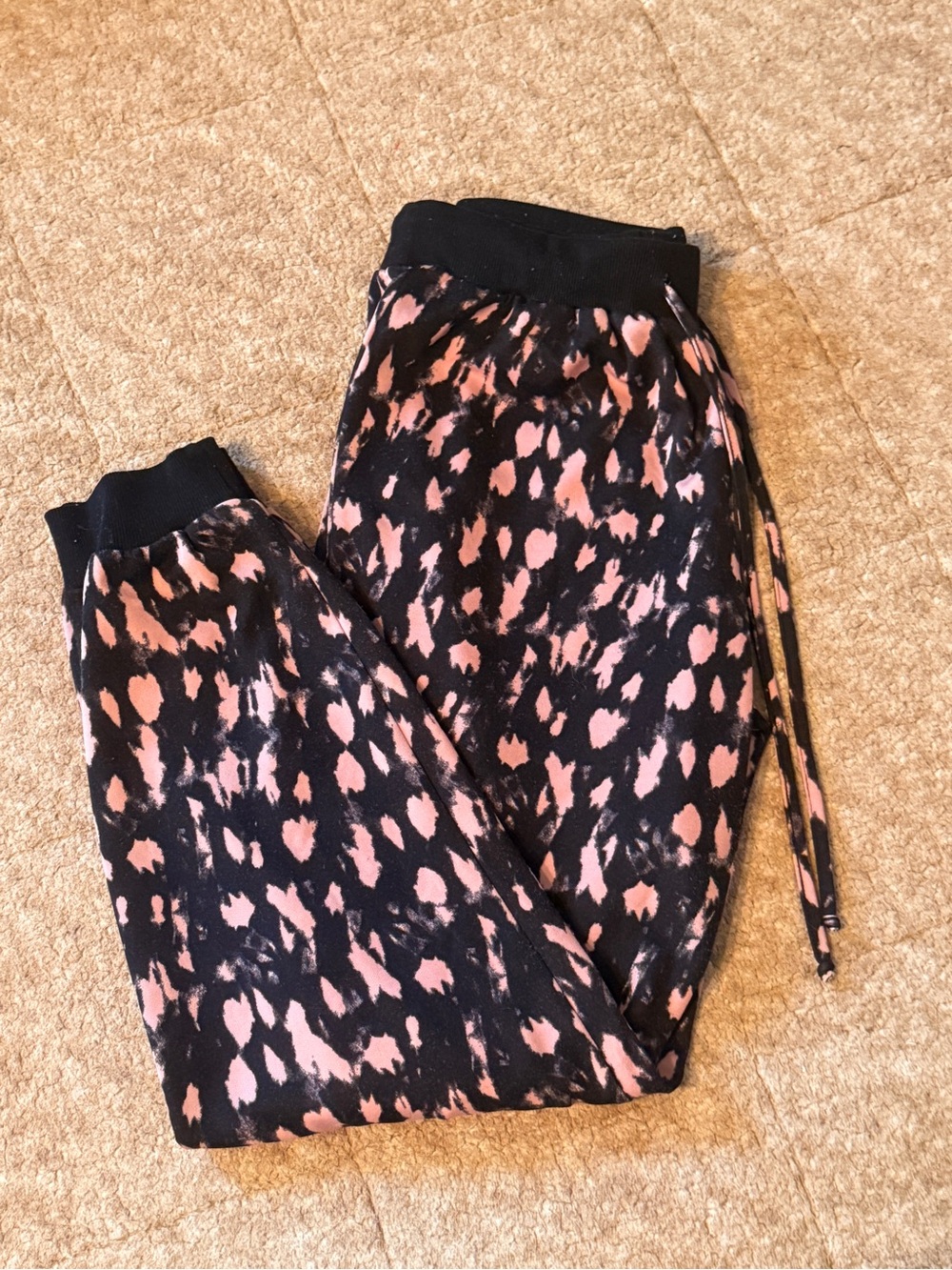 Black and Pink Printed Jogger Pants